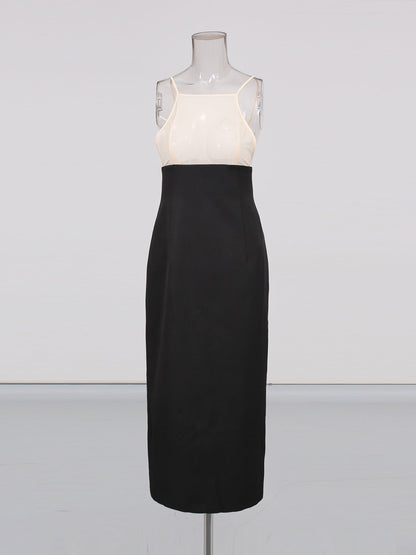 Black Midi Dress with White Lace Capelet Set