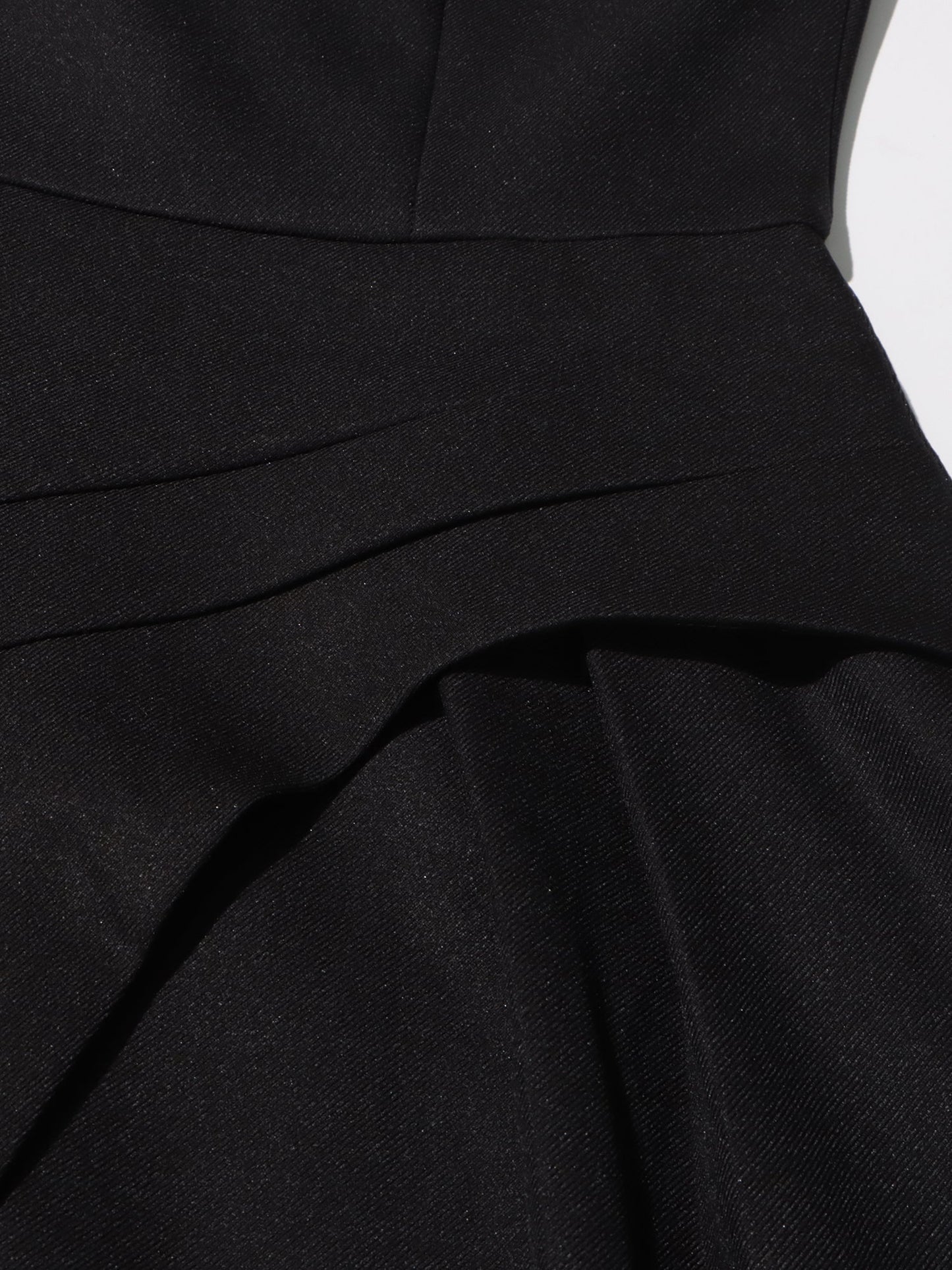 Black & White Puff Sleeve Asymmetric Midi Dress