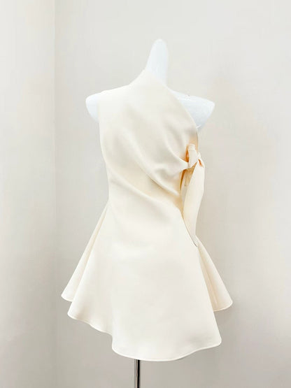 Off Shoulder Solid Short Dress