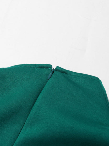 Green Asymmetric Hem Dress with Side Ring