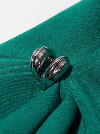 Green Asymmetric Hem Dress with Side Ring