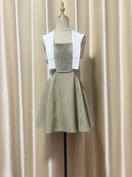 Hit Color Sleeveless Short Dress