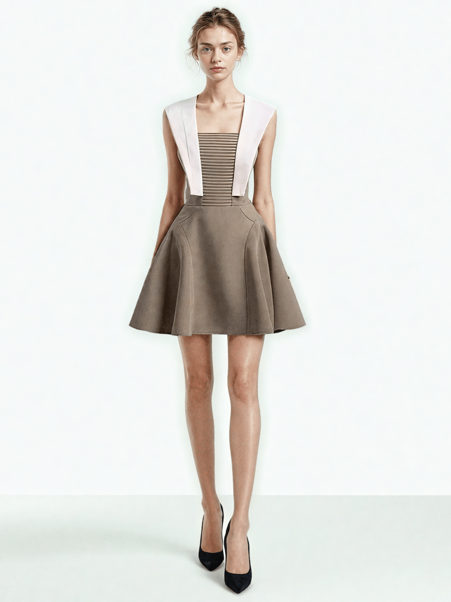 Hit Color Sleeveless Short Dress