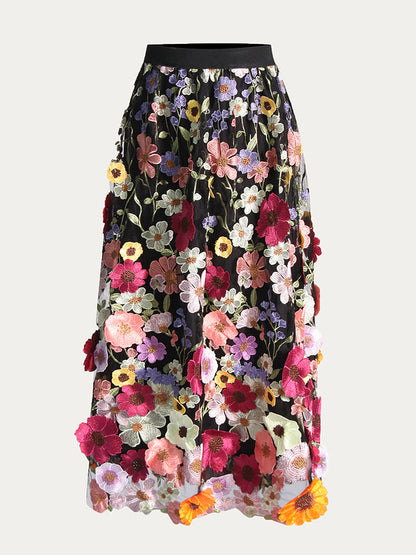 Ilaria Embroidered Lace Skirt