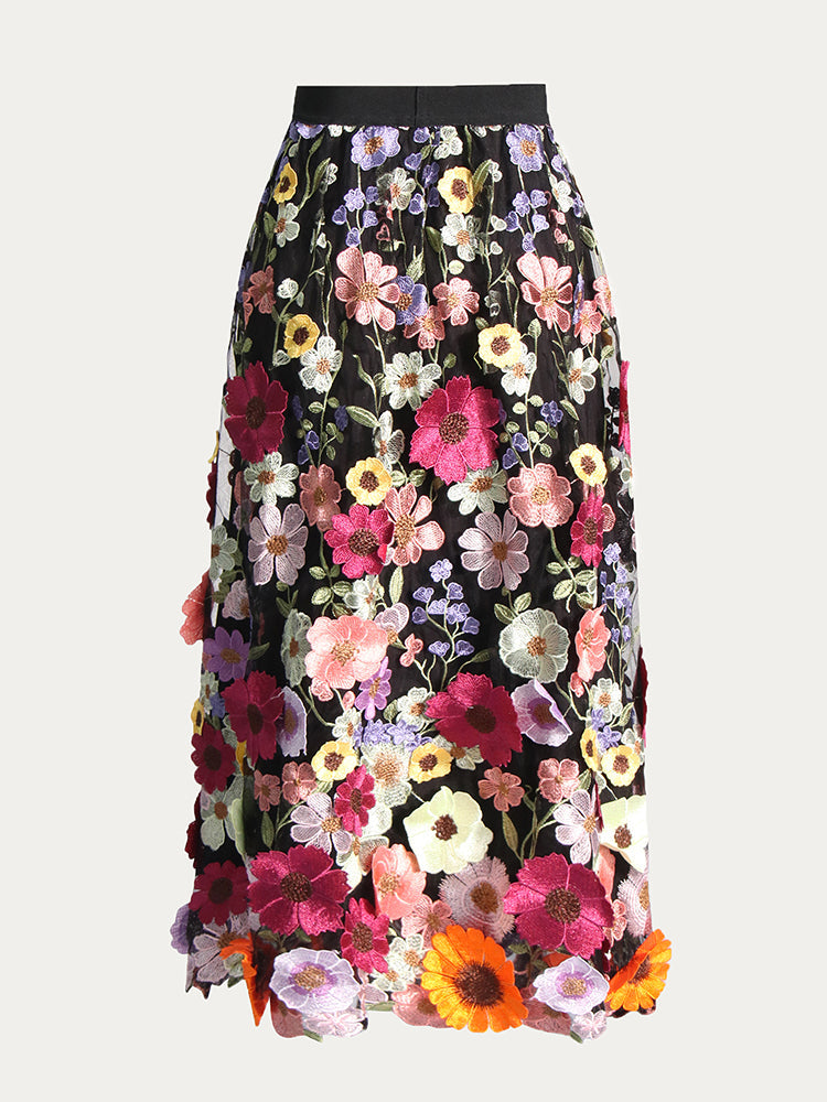 Ilaria Embroidered Lace Skirt