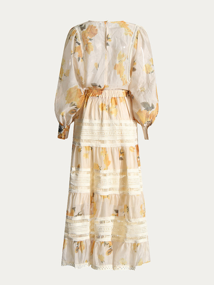 Ilona Round-Neck Lace Two-Piece Set