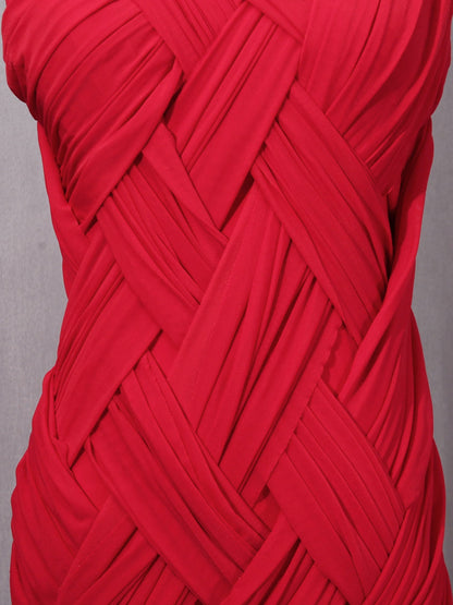Red Sleeveless Knotted Ruched Maxi Dress