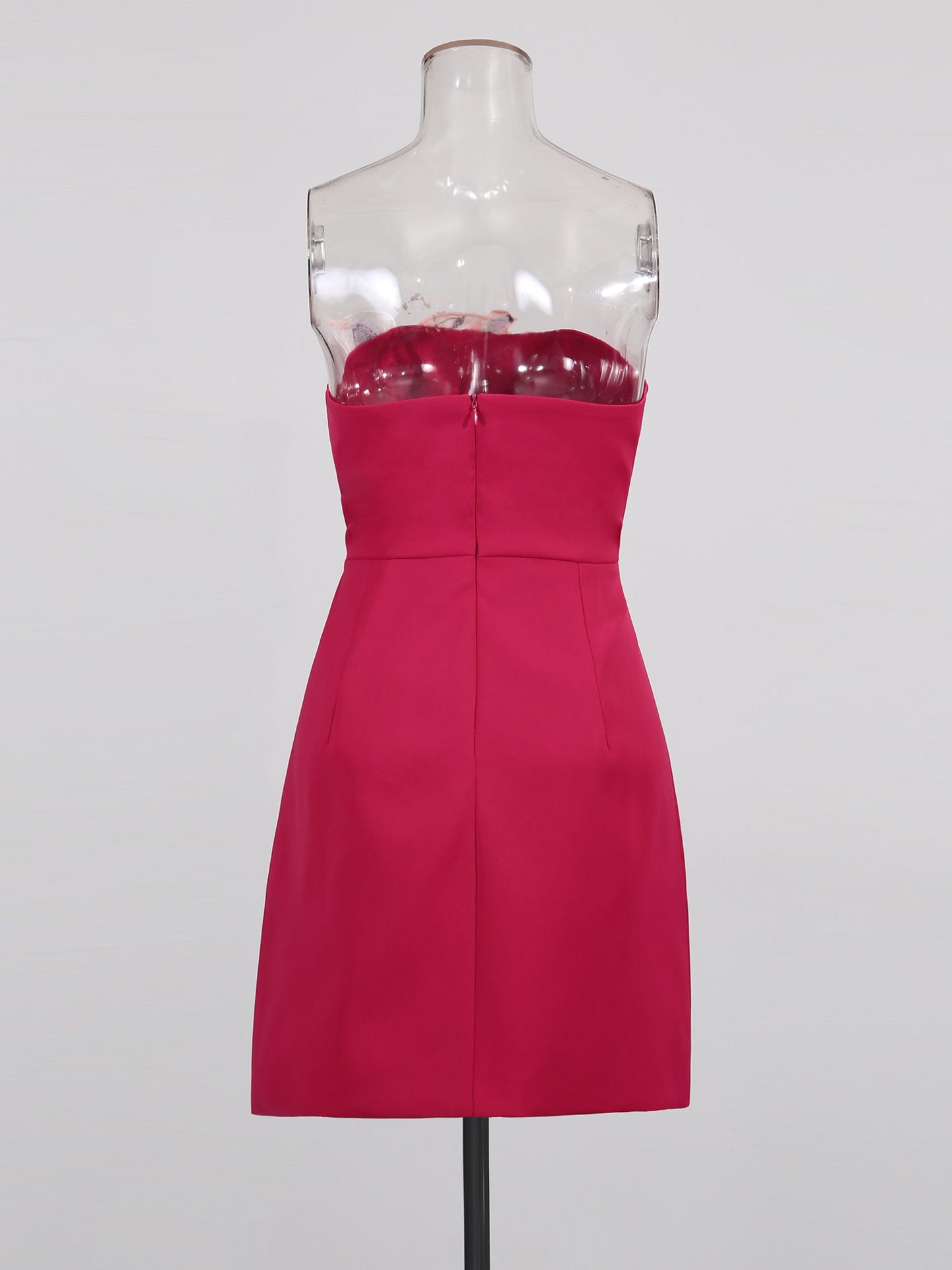 Rose Strapless Mini Dress with Floral Embroidery