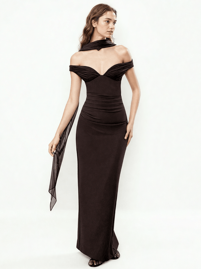 Sexy Mesh Off Shoulder Long Dress