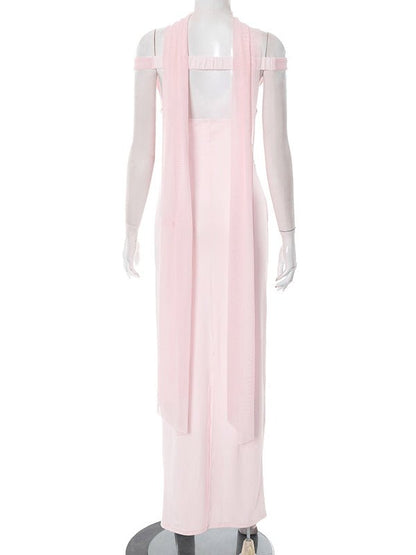 Sexy Mesh Off Shoulder Long Dress