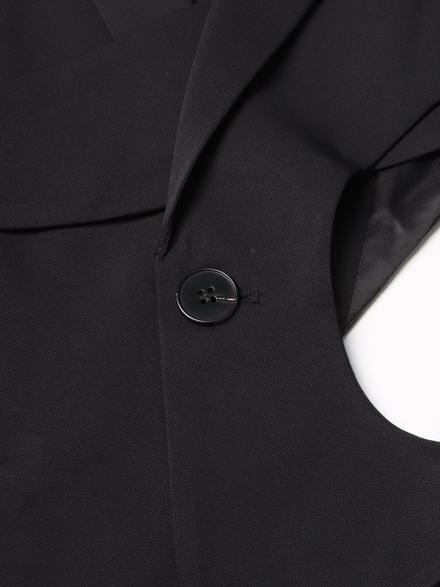 Stylish Black Cut - out Asymmetric Blazer with Belt