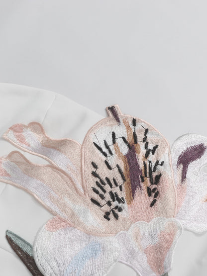 White Strapless Mini Dress with Floral Embroidery