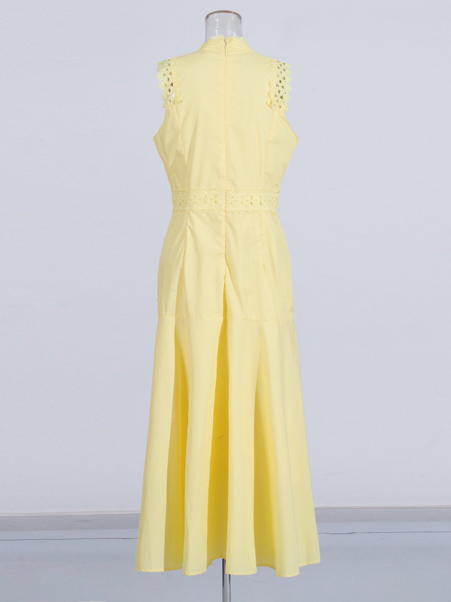 Yellow Lace Sleeveless Midi Dress